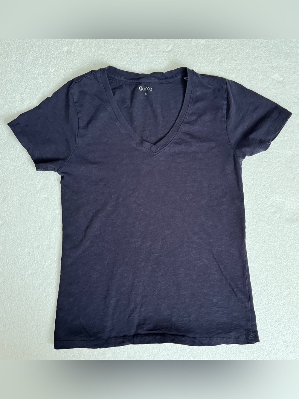 Quince Women’s Short-Sleeve V-Neck Tee Navy Blue Organic Cotton S